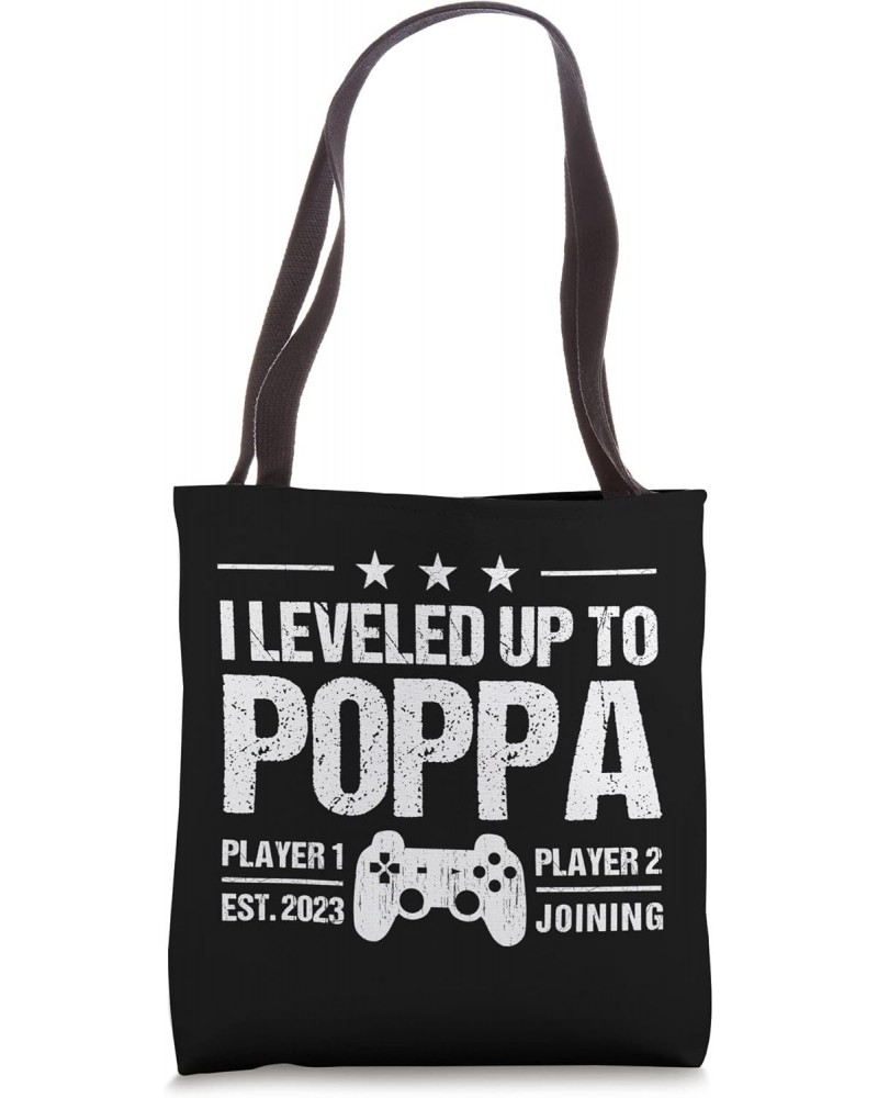 I Leveled Up To Poppa Est 2023 - Funny New Dad Gamer Vintage Tote Bag $11.50 Totes