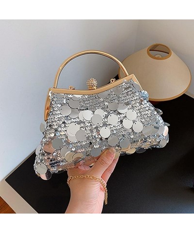 Women Sequin Clutch Purse Glitter Tote Handbag Shoulder Bag Chain Hobo Bag Crossbody Bag for Party Prom, Silver 02-silver $22...