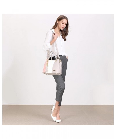 Handbags for Women with Multiple Internal Pockets in Pretty Color Combination, Women's Satchel Handbag Pink/White/Grey $29.59...