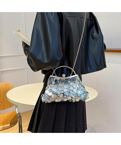 Women Sequin Clutch Purse Glitter Tote Handbag Shoulder Bag Chain Hobo Bag Crossbody Bag for Party Prom, Silver 02-silver $22...