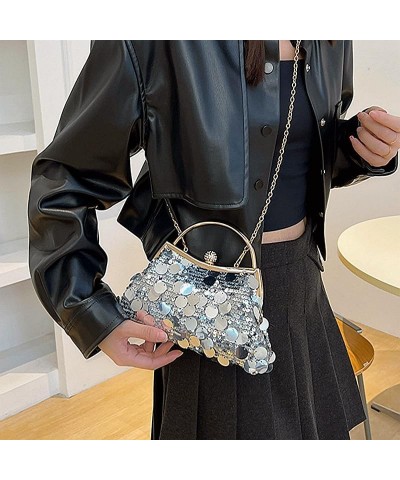 Women Sequin Clutch Purse Glitter Tote Handbag Shoulder Bag Chain Hobo Bag Crossbody Bag for Party Prom, Silver 02-silver $22...