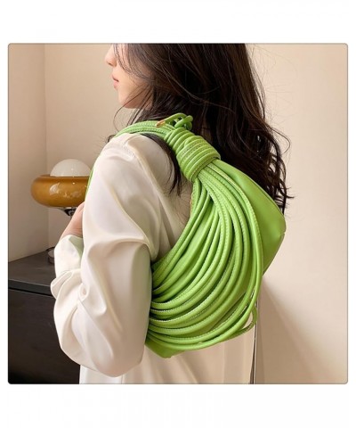 Women's Hand-Woven Bread Crossbody Bag,Fashion Knotted Messenger Creative Noodles Handbag Prom Party Shoulder Bag Light-green...