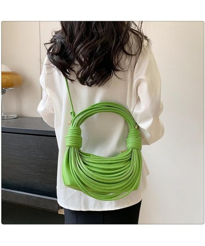 Women's Hand-Woven Bread Crossbody Bag,Fashion Knotted Messenger Creative Noodles Handbag Prom Party Shoulder Bag Light-green...