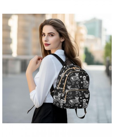 Women Fashion Backpack Purse Casual Lightweight Travel Shoulder Bag Ethnic Elephant Rucksack Ladies Bag, Small Death Cat Medi...