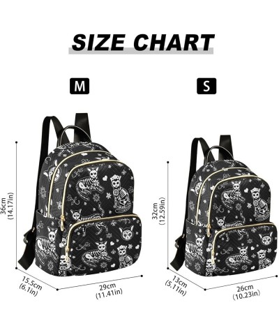 Women Fashion Backpack Purse Casual Lightweight Travel Shoulder Bag Ethnic Elephant Rucksack Ladies Bag, Small Death Cat Medi...