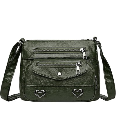 Bag Women Heart Decor Crossbody Bag Vintage PU Leather Shoulder Bag Women Multi Canvas Purses And (Black, One Size) A1-green ...