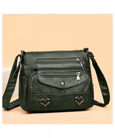 Bag Women Heart Decor Crossbody Bag Vintage PU Leather Shoulder Bag Women Multi Canvas Purses And (Black, One Size) A1-green ...