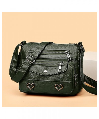 Bag Women Heart Decor Crossbody Bag Vintage PU Leather Shoulder Bag Women Multi Canvas Purses And (Black, One Size) A1-green ...