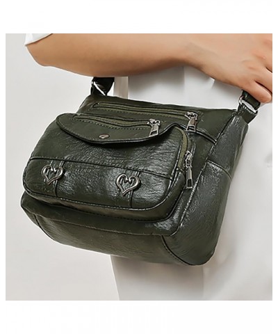 Bag Women Heart Decor Crossbody Bag Vintage PU Leather Shoulder Bag Women Multi Canvas Purses And (Black, One Size) A1-green ...