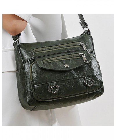 Bag Women Heart Decor Crossbody Bag Vintage PU Leather Shoulder Bag Women Multi Canvas Purses And (Black, One Size) A1-green ...