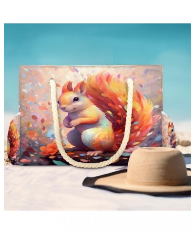 Cute Squirrel Beach Bags for Women Large Tote Bag with Zipper and Pockets Waterproof Sandproof Accessories Swim Pool Bag Vaca...