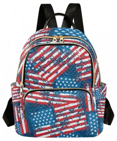 4th of July Women Backpack Grunge Watercolor American Flag Anti-Theft Travel Backpack Lightweight Handbag Roomy Weekend Bag E...