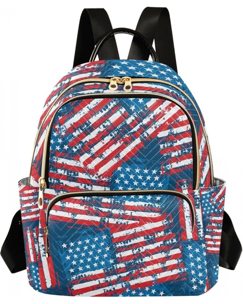 4th of July Women Backpack Grunge Watercolor American Flag Anti-Theft Travel Backpack Lightweight Handbag Roomy Weekend Bag E...