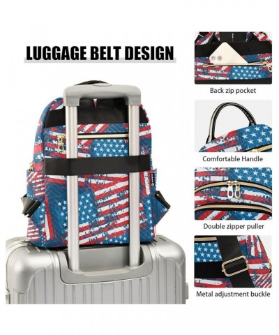 4th of July Women Backpack Grunge Watercolor American Flag Anti-Theft Travel Backpack Lightweight Handbag Roomy Weekend Bag E...