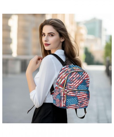 4th of July Women Backpack Grunge Watercolor American Flag Anti-Theft Travel Backpack Lightweight Handbag Roomy Weekend Bag E...