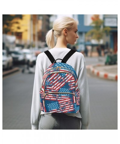 4th of July Women Backpack Grunge Watercolor American Flag Anti-Theft Travel Backpack Lightweight Handbag Roomy Weekend Bag E...