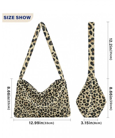 Women Boho Handbag Cute Yellow Black Leopard Print Underarm Bag Tote Bag Shoulder Bag Crossbody Bag Fluffy Cell Phone Purse L...