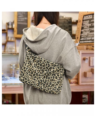 Women Boho Handbag Cute Yellow Black Leopard Print Underarm Bag Tote Bag Shoulder Bag Crossbody Bag Fluffy Cell Phone Purse L...