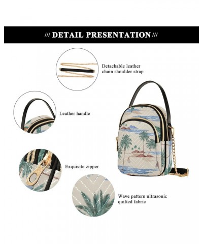 Island Palm Trees Crossbody Bag for Women Cell Phone Purse Wallet with Removable Chain Shoulder Handbag for Work Passport Pho...