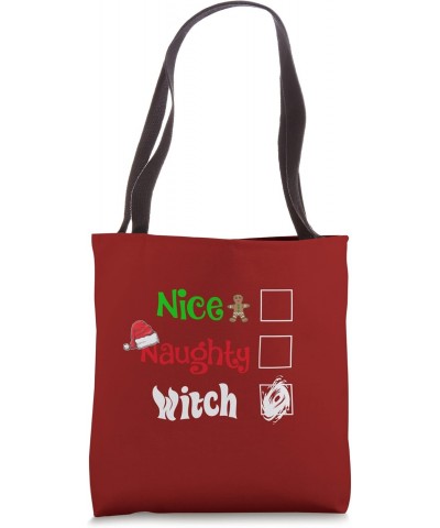 Nice Naughty Witch Witchy Santa Family Pajama - Art on Back Tote Bag $11.17 Totes