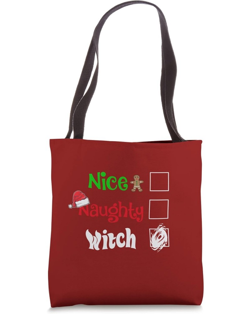 Nice Naughty Witch Witchy Santa Family Pajama - Art on Back Tote Bag $11.17 Totes