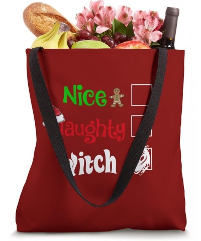 Nice Naughty Witch Witchy Santa Family Pajama - Art on Back Tote Bag $11.17 Totes