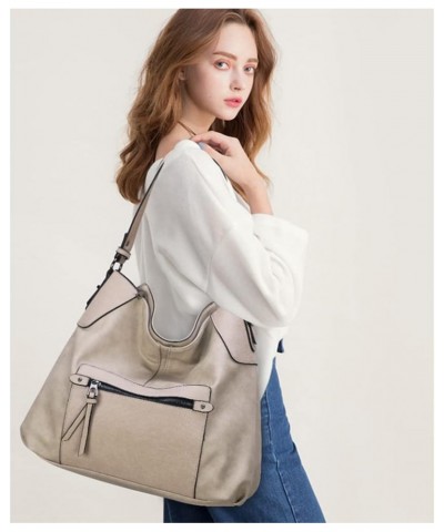 Women Tote Bag Vegan Leather Shoulder Tote Bag Over Size Handbags Vintage Hobo Bag Satchel Handbag Pocket Purse Light Grey $4...