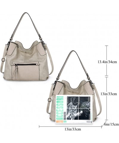 Women Tote Bag Vegan Leather Shoulder Tote Bag Over Size Handbags Vintage Hobo Bag Satchel Handbag Pocket Purse Light Grey $4...