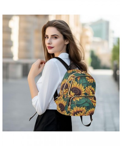 Women's Medium Fashion Backpack Vintage Seamless Sunflower Print Ladies Travel Daypack Aesthetic Shoulder Bag 10.2×5.1×12.5 I...