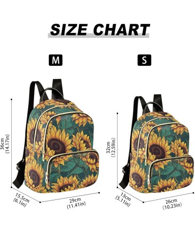 Women's Medium Fashion Backpack Vintage Seamless Sunflower Print Ladies Travel Daypack Aesthetic Shoulder Bag 10.2×5.1×12.5 I...