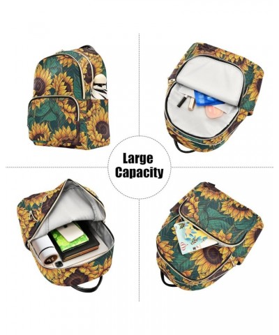 Women's Medium Fashion Backpack Vintage Seamless Sunflower Print Ladies Travel Daypack Aesthetic Shoulder Bag 10.2×5.1×12.5 I...