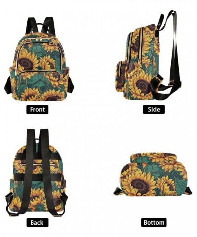 Women's Medium Fashion Backpack Vintage Seamless Sunflower Print Ladies Travel Daypack Aesthetic Shoulder Bag 10.2×5.1×12.5 I...