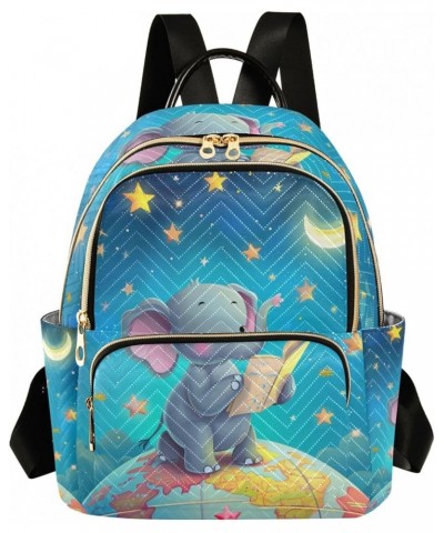 Small Backpack Purse for Women, Elephant Read Book Starry Sky Travel Bag Casual Daypack Shoulder Bag Small $19.79 Backpacks