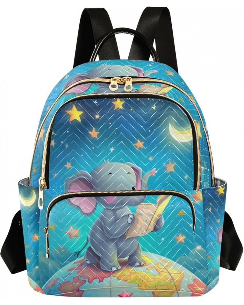 Small Backpack Purse for Women, Elephant Read Book Starry Sky Travel Bag Casual Daypack Shoulder Bag Small $19.79 Backpacks