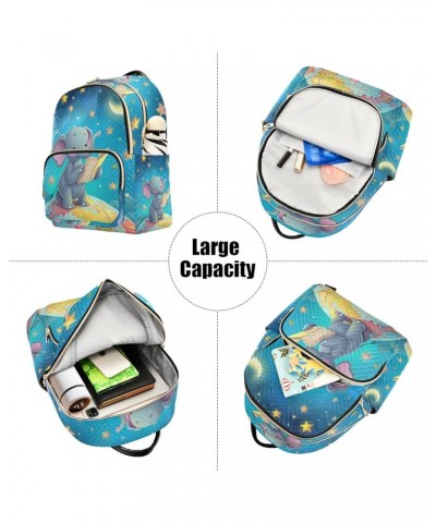 Small Backpack Purse for Women, Elephant Read Book Starry Sky Travel Bag Casual Daypack Shoulder Bag Small $19.79 Backpacks