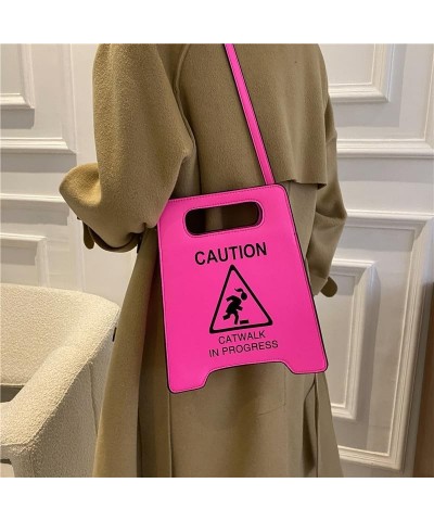 Bag Creative Printed Warning Sign Shoulder Fashion Design Multi-Color Gift Pink $20.16 Shoulder Bags