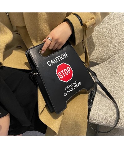 Bag Creative Printed Warning Sign Shoulder Fashion Design Multi-Color Gift Pink $20.16 Shoulder Bags