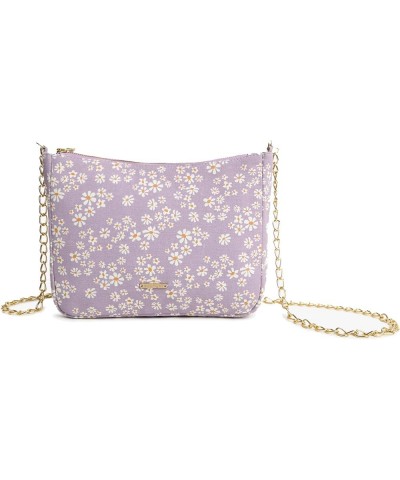 Organic Canvas Crossbody Bags for Women, Water-Resistant Mini Purse Forget Me Not Flowers $15.36 Crossbody Bags