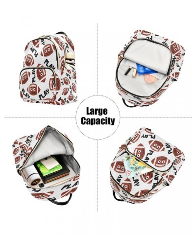 American Football Ball with Face Backpack Purse for Women Travel Handbag Shoulder Bag $17.50 Backpacks