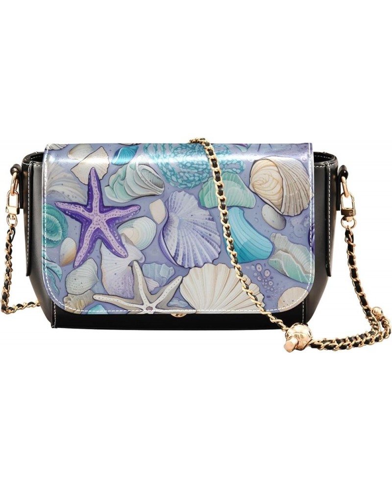 Sea Shells for your House Crossbody Bags for Women Medium, Women's Leather Crossbody Handbags, Leather Crossbody Purse Seashe...