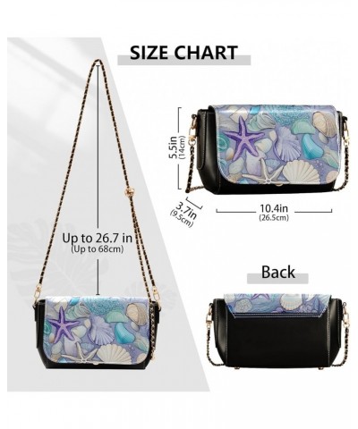 Sea Shells for your House Crossbody Bags for Women Medium, Women's Leather Crossbody Handbags, Leather Crossbody Purse Seashe...