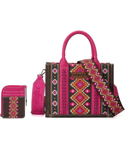 Wrangler Tote Bag for Women Aztec Top Handle Satchel Purse Boho Shoulder Handbags Angel Diamond Hot Pink 2pcs $33.14 Hobo Bags