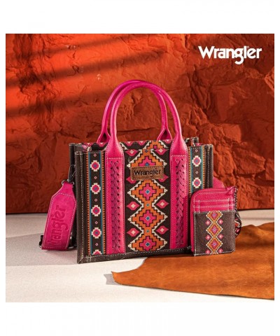 Wrangler Tote Bag for Women Aztec Top Handle Satchel Purse Boho Shoulder Handbags Angel Diamond Hot Pink 2pcs $33.14 Hobo Bags