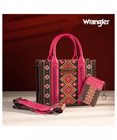 Wrangler Tote Bag for Women Aztec Top Handle Satchel Purse Boho Shoulder Handbags Angel Diamond Hot Pink 2pcs $33.14 Hobo Bags