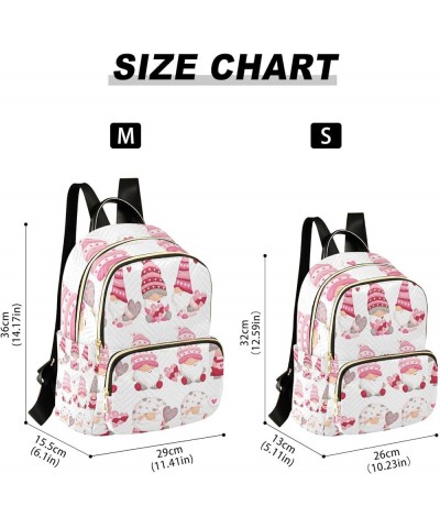 Women Backpack Pink Gnome Heart Anti-Theft Travel Backpack with Luggage Belt Lightweight Handbag Roomy Double Zipper Weekend ...