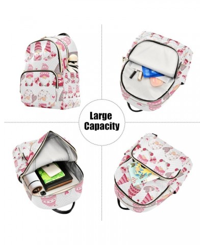 Women Backpack Pink Gnome Heart Anti-Theft Travel Backpack with Luggage Belt Lightweight Handbag Roomy Double Zipper Weekend ...