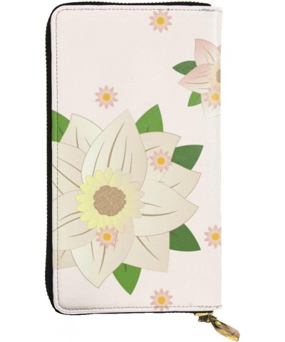 Blooming Hexagonal White pattern Leather long clutch wallet : Comfortable, lightweight, waterproof, durable 7.48 x 4.13 in $2...