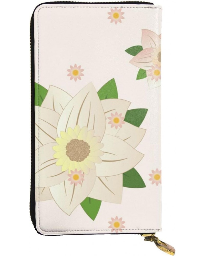 Blooming Hexagonal White pattern Leather long clutch wallet : Comfortable, lightweight, waterproof, durable 7.48 x 4.13 in $2...