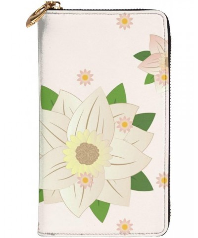 Blooming Hexagonal White pattern Leather long clutch wallet : Comfortable, lightweight, waterproof, durable 7.48 x 4.13 in $2...