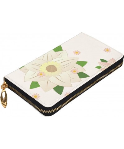 Blooming Hexagonal White pattern Leather long clutch wallet : Comfortable, lightweight, waterproof, durable 7.48 x 4.13 in $2...